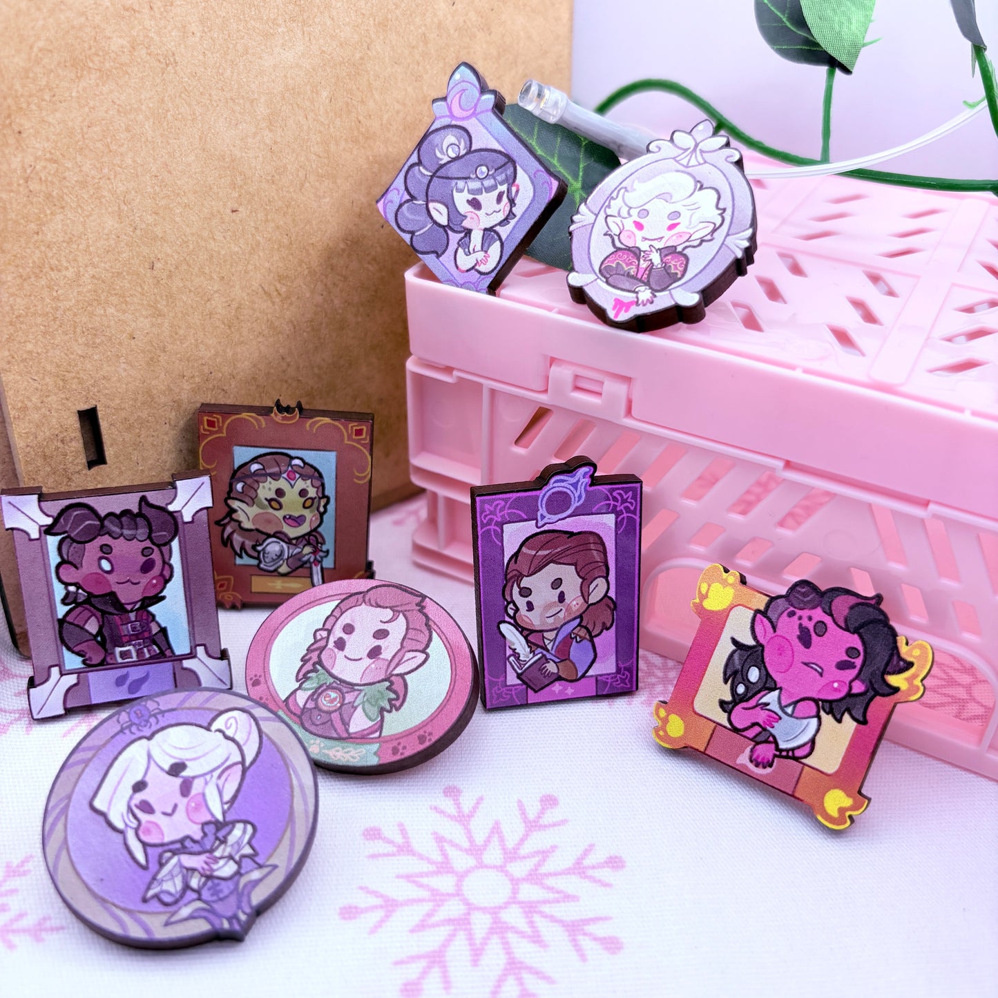 BG3 Portraits - Cherry wood pins (choose)