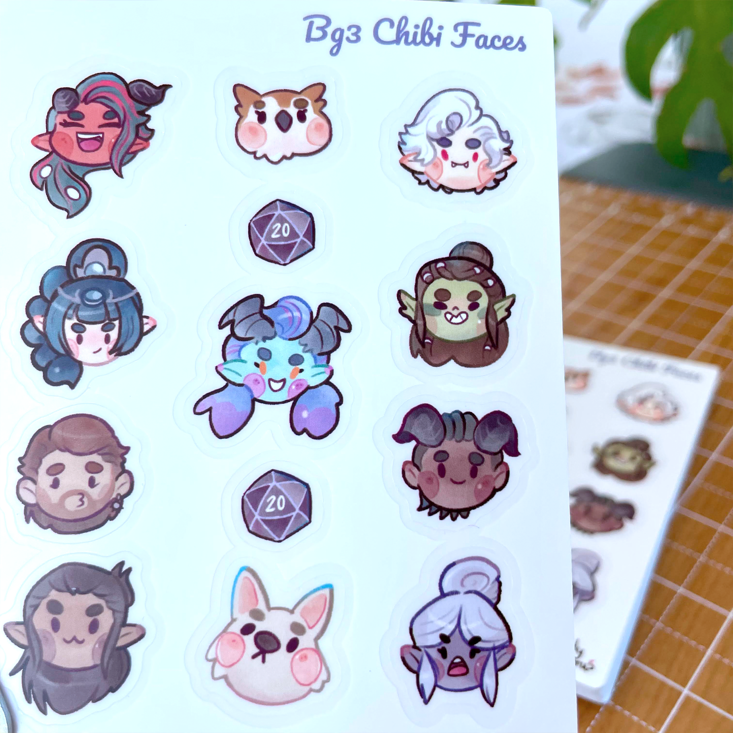 Bg3 Chibi Faces - Frosted Sticker