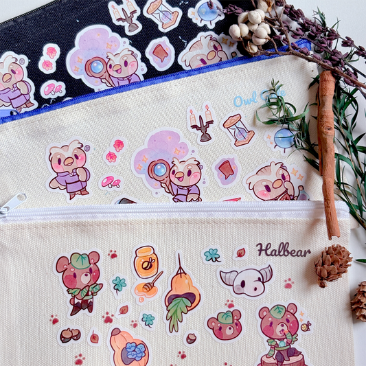Owl Gale & Halbear  - Zip Bags (Choose)