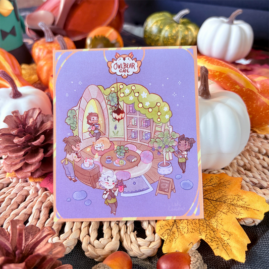 Owlbear cafe - Art Print (Choose Size)